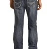 Relaxed Fit Straight Two Tone Embroidered Bootcut Jeans