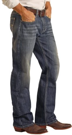 Relaxed Fit Stretch Simple V Straight Bootcut Jeans -RodeoRave RRMD0SRZPH BZ 95018.1661914032