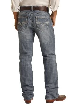 Relaxed Fit Straight Ladder Stitch W/ Raised Denim Pocket Bootcut Jeans