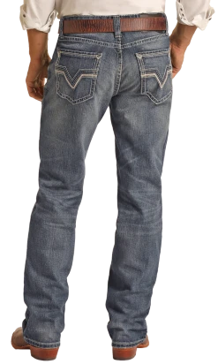 Relaxed Fit Raised V Straight Bootcut Jeans