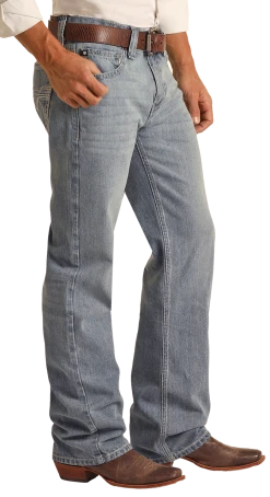Relaxed Fit Two Tone Stitch Straight Bootcut Jeans -RodeoRave RRMD0SRZRI B 40860.1654635389