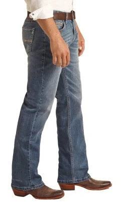 Relaxed Fit Stretch Rope Stitch Straight Bootcut Jeans -RodeoRave RRMD0SRZSO AZ 16811.1655142383