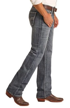 Relaxed Fit Two Tone Straight Bootcut Jeans -RodeoRave RRMD0SRZSR AZ 76545.1655148513