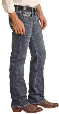 Regular Fit Stretch Two Tone Straight Bootcut Jeans -RodeoRave RRMD1PR0LD BZ 40801.1670362828