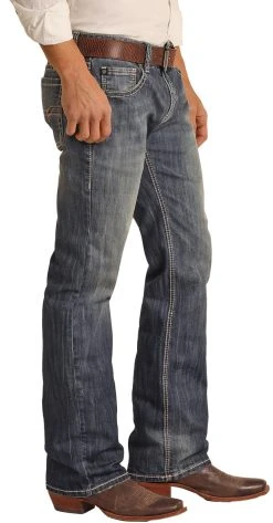 Regular Fit Stretch Raised Denim V Straight Bootcut Jeans -RodeoRave RRMD1PR0LF BZ 69756.1670361870