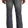 Regular Fit Rope Stitch V Straight Bootcut Jeans