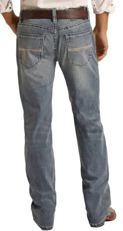 Regular Fit Stretch Ivory V Straight Bootcut Jeans