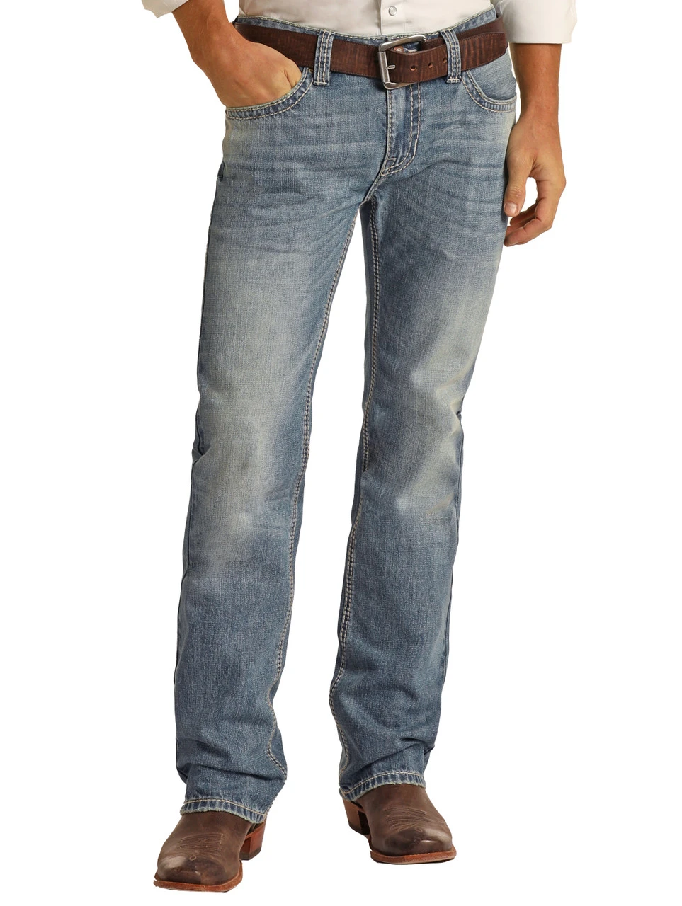 Regular Fit Straight Two Tone Design Pocket Bootcut Jeans 2 Regular Fit Straight Two Tone Design Pocket Bootcut Jeans - Image 2