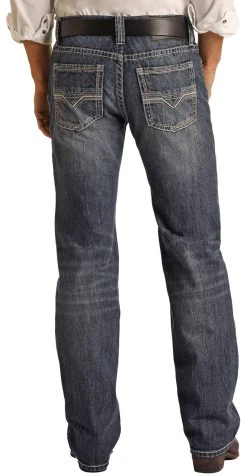Regular Fit Rope Stitch Straight Bootcut Jeans