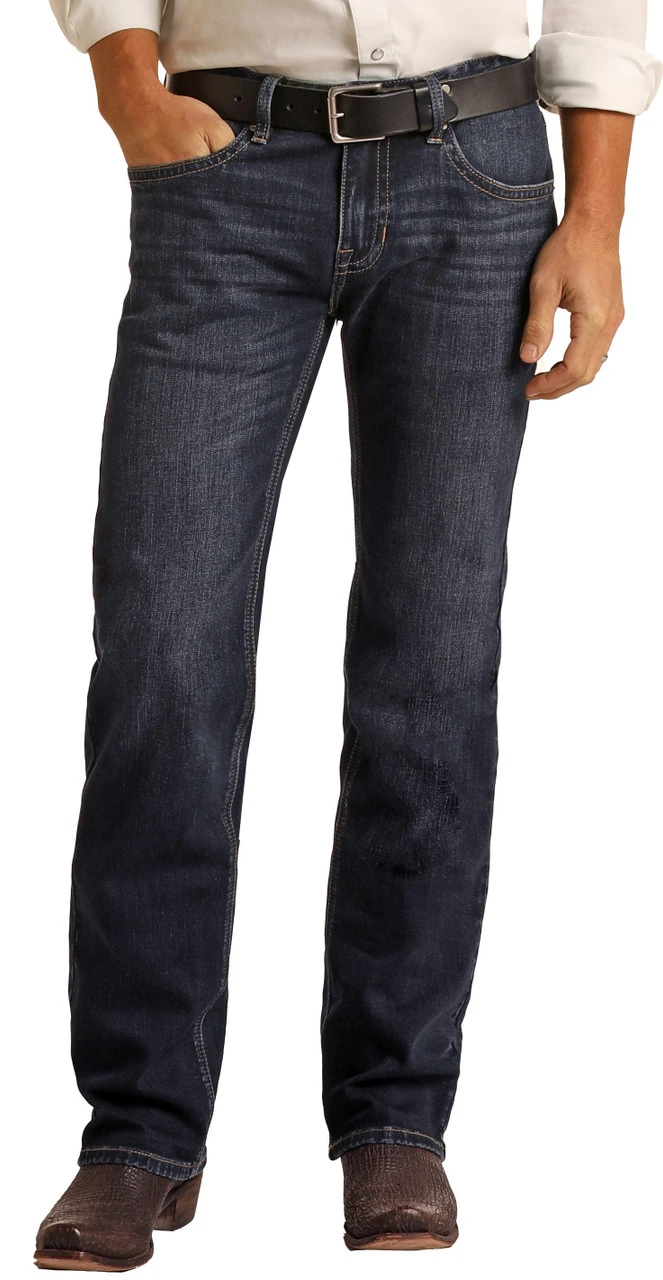 Vintage '46 Regular Fit Small V Dark Wash Stretch Straight Bootcut Jeans 2 Vintage '46 Regular Fit Small V Dark Wash Stretch Straight Bootcut Jeans - Image 2