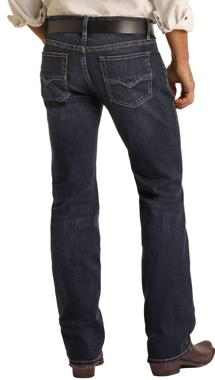 Vintage '46 Regular Fit Small V Dark Wash Stretch Straight Bootcut Jeans 1 Vintage '46 Regular Fit Small V Dark Wash Stretch Straight Bootcut Jeans