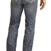 Regular Fit Reflex Leather V Straight Bootcut Jeans