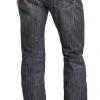Slim Fit Stretch Charcoal Leather Straight Bootcut Jeans