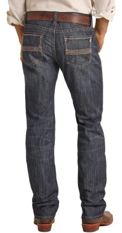 Slim Fit Stretch Charcoal Leather Straight Bootcut Jeans