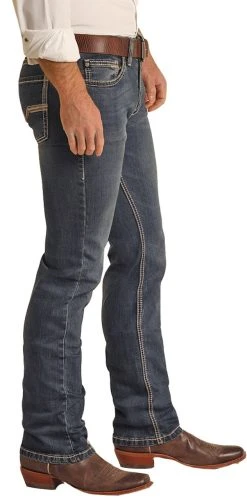 Slim Fit Stretch Two Tone Straight Bootcut Jeans -RodeoRave RRMD1RR0LL BZ 29906.1670522258