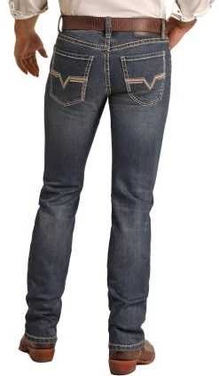 Slim Fit Stretch Two Tone Straight Bootcut Jeans