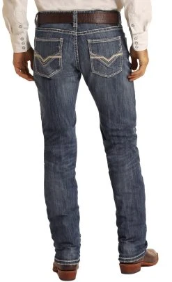 Slim Fit Stretch Large V Straight Bootcut Jeans