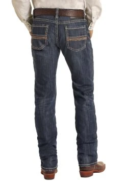 Slim Fit Straight Stretch Brown Leather Bootcut Jeans