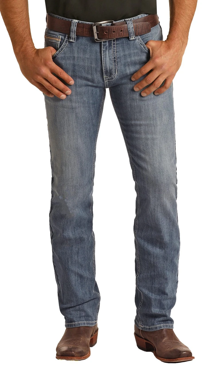 Slim Fit Stretch Ivory V Straight Bootcut Jeans 2 Slim Fit Stretch Ivory V Straight Bootcut Jeans - Image 2