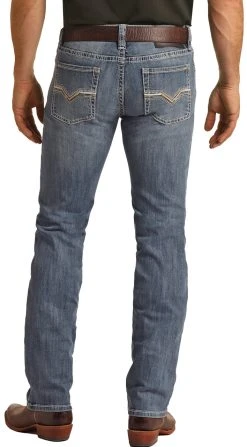 Slim Fit Stretch Ivory V Straight Bootcut Jeans