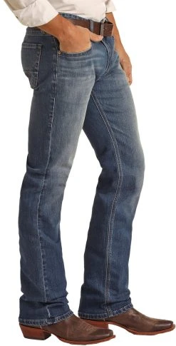 Vintage '46 Slim Fit Large V Medium Wash Stretch Straight Bootcut Jeans -RodeoRave RRMD1RRYWV BZ 38927.1661910125