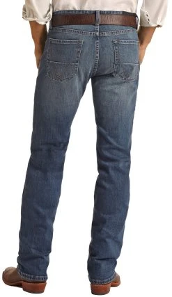 Vintage '46 Slim Fit Large V Medium Wash Stretch Straight Bootcut Jeans