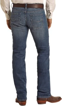 Vintage '46 Slim Fit Small V Medium Wash Stretch Straight Bootcut Jeans