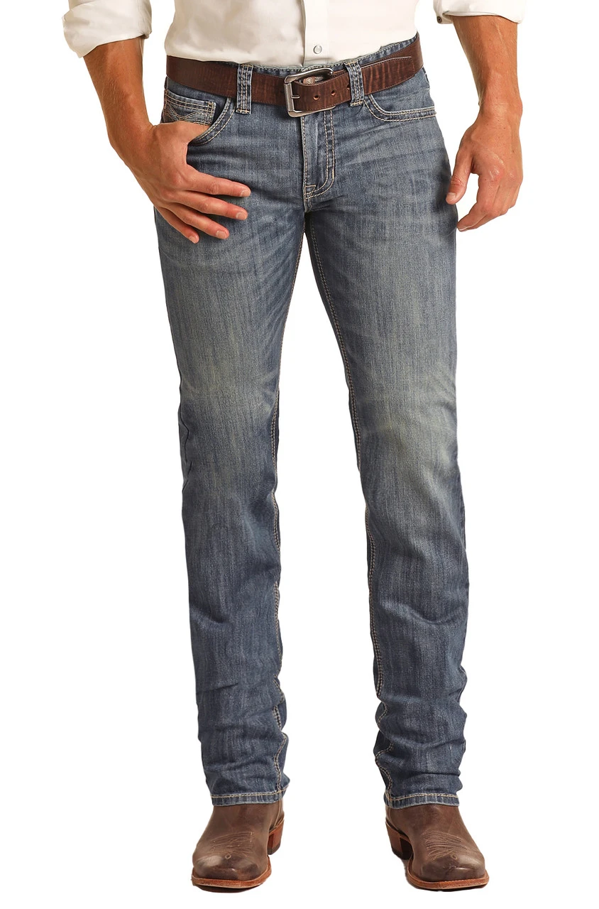 Slim Fit Stretch Raised V Pocket Straight Bootcut Jeans 2 Slim Fit Stretch Raised V Pocket Straight Bootcut Jeans - Image 2