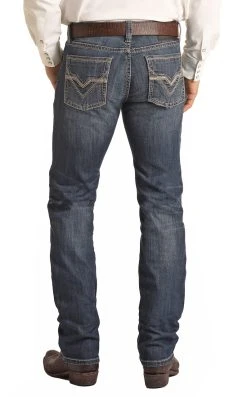 Slim Fit Stretch Tan Double V Pocket Straight Bootcut Jeans