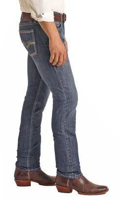 Slim Fit Stretch Leather V Pocket Skinny Jeans 5 Slim Fit Stretch Leather V Pocket Skinny Jeans -RodeoRave RRMD2MRZSB AZ 13862.1655846590