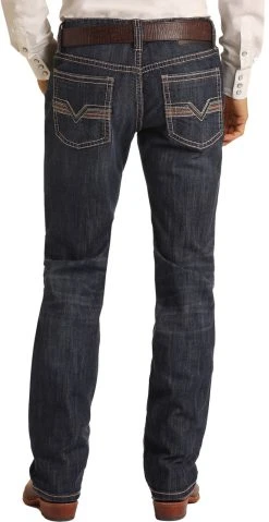 Regular Fit Stretch Leather Pocket Stackable Bootcut Jeans