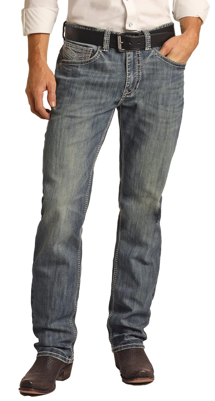 Relaxed Fit Two Tone V Stitch Stackable Bootcut Jeans 2 Relaxed Fit Two Tone V Stitch Stackable Bootcut Jeans - Image 2