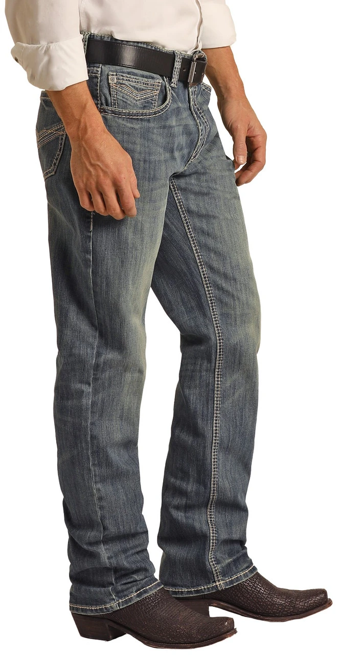 Relaxed Fit Two Tone V Stitch Stackable Bootcut Jeans 3 Relaxed Fit Two Tone V Stitch Stackable Bootcut Jeans - Image 3