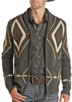 Charcoal Shawl Collar Knit Sweater