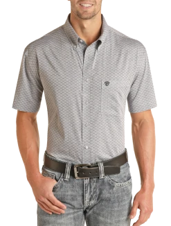 Regular Fit Jacquard Pattern Short Sleeve Button Shirt (RRMS1DR0PM)