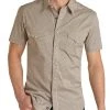 Slim Fit Geo Pattern Short Sleeve Snap Shirt (RRMS1SR0Q9)