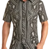 Slim Fit Aztec Pattern Short Sleeve Snap Shirt (RRMS1SR0QI)