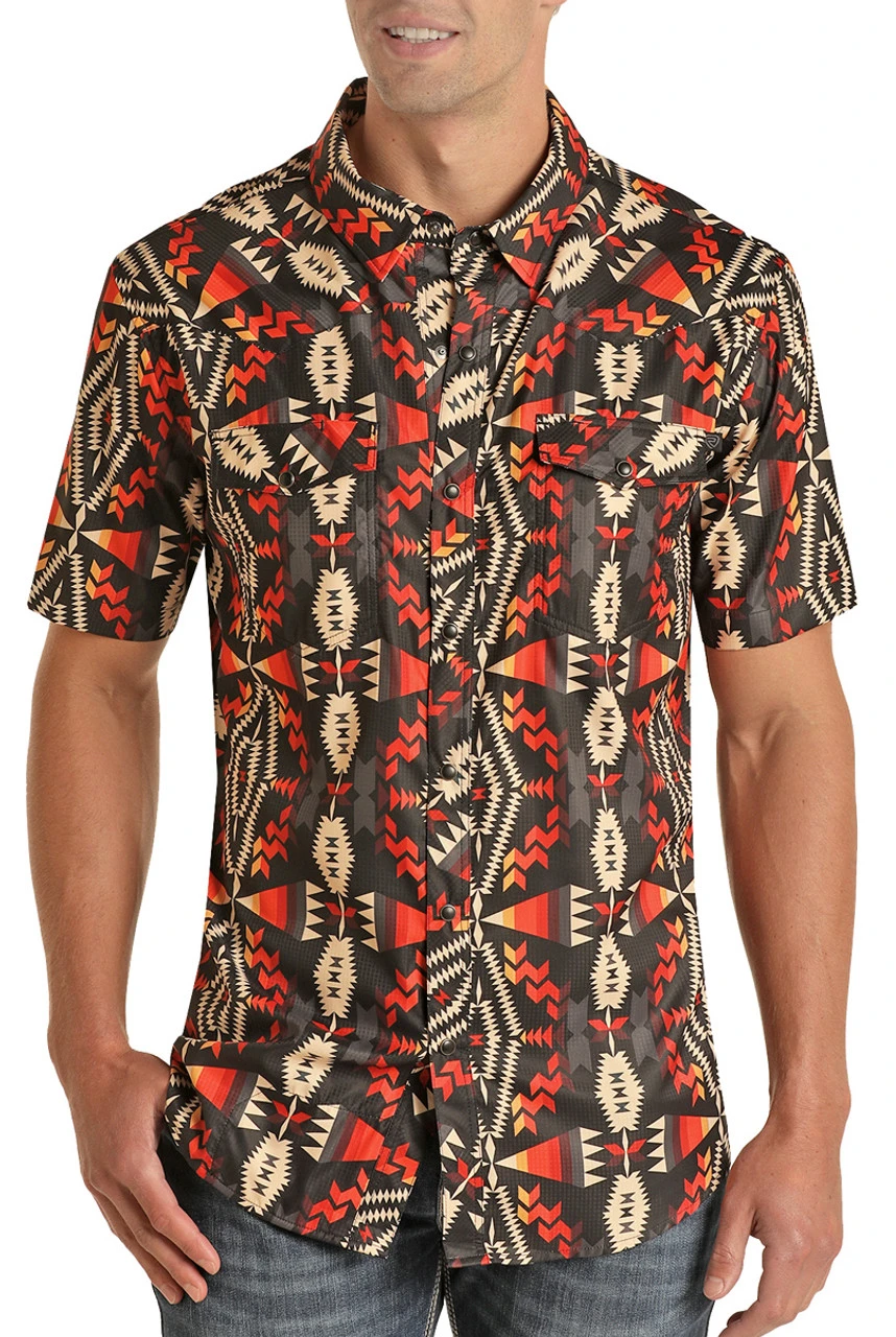 TEK Western Slim Fit Aztec Ripstop Short Sleeve Snap Shirt (RRMS1SR0QO) 1 TEK Western Slim Fit Aztec Ripstop Short Sleeve Snap Shirt (RRMS1SR0QO)
