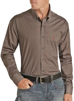 Slim Fit Geo Print Long Sleeve Shirt