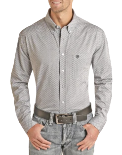 Regular Fit Jacquard Pattern Long Sleeve Button Shirt (RRMSODR0PM)