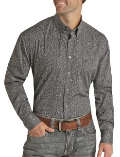 Regular Fit Ditsy Pattern Long Sleeve Button Shirt (RRMSODR0PP)