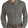 Regular Fit Brown Medallion Print Button Down Shirt