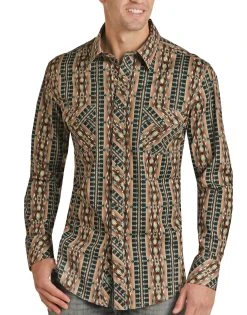 Aztec Stripe Woven Snap Shirt