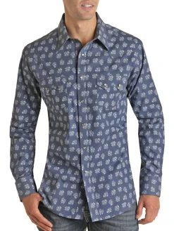 Slim Fit Floral Print Long Sleeve Snap Shirt (RRMSOSR0PQ)