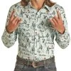 Slim Fit Cactus Print Long Sleeve Snap Shirt (RRMSOSR0Q7)