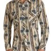 Slim Fit Aztec Pattern Long Sleeve Snap Shirt (RRMSOSR0QB)