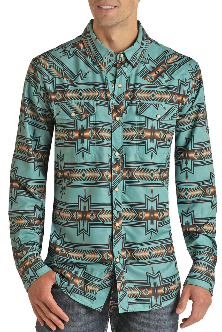 TEK Western Slim Fit Aztec Ripstop Long Sleeve Snap Shirt (RRMSOSR0QN) 1 TEK Western Slim Fit Aztec Ripstop Long Sleeve Snap Shirt (RRMSOSR0QN)