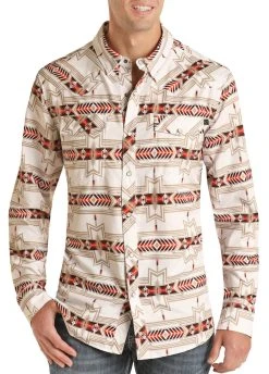 TEK Western Slim Fit Aztec Ripstop Long Sleeve Snap Shirt (RRMSOSR0QQ)