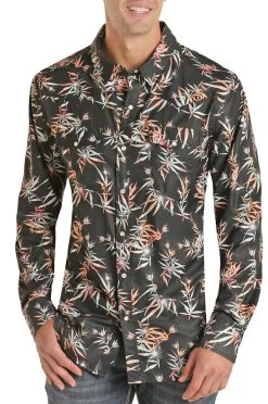 TEK Western Slim Fit Tropical Ripstop Long Sleeve Snap Shirt (RRMSOSR0QS)