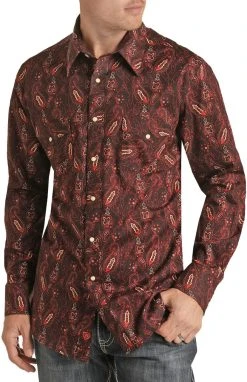 Slim Fit Paisley Print Snap Shirt